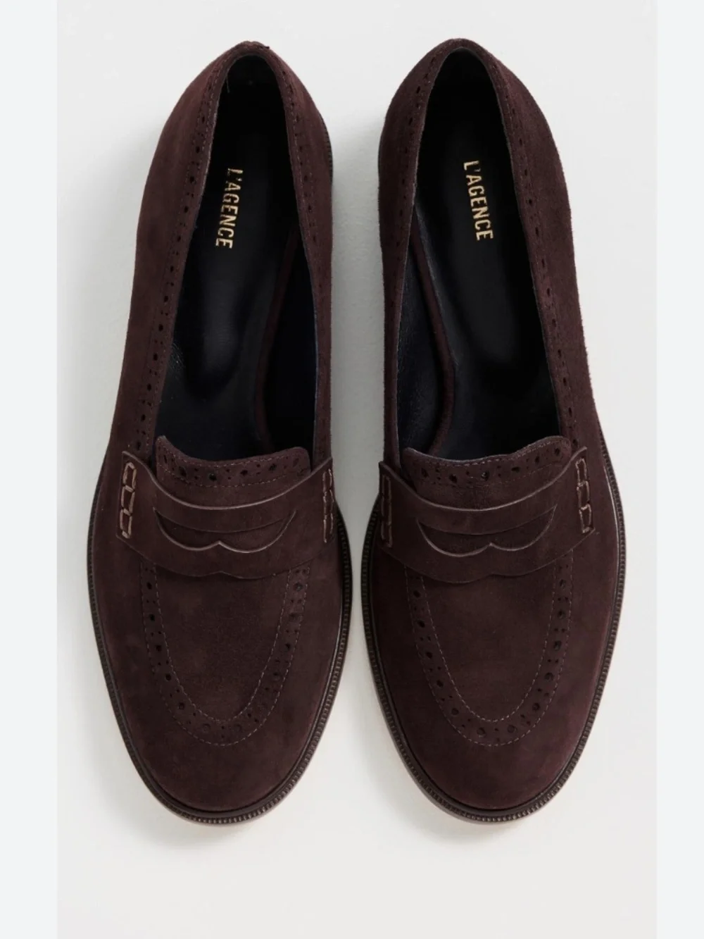 Suede Penny Loafers in Dark Brown - Women